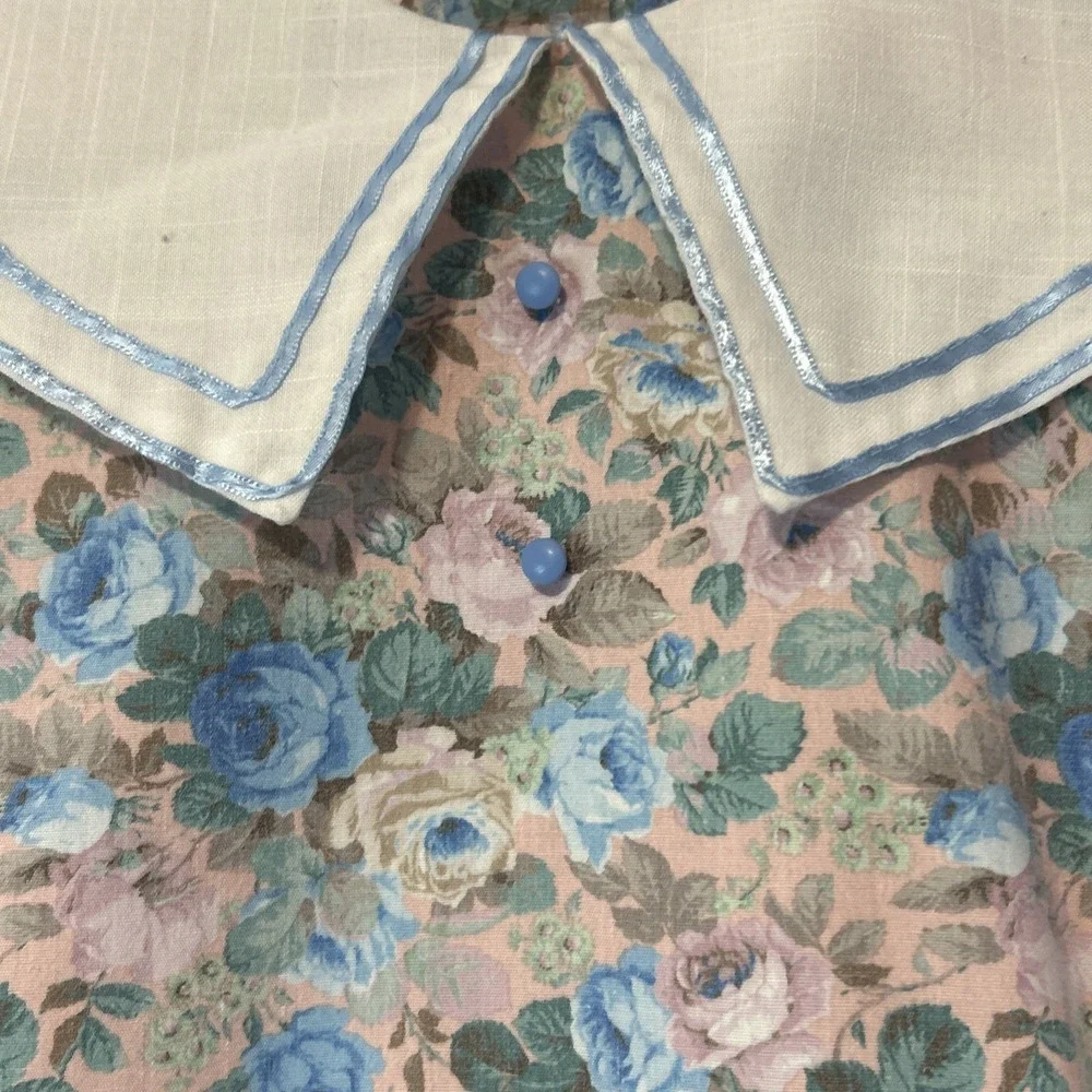 Vtg Debut Prairie Dress Girls Size 7 Ruffled Floral Cottagecore USA Long Sleeve